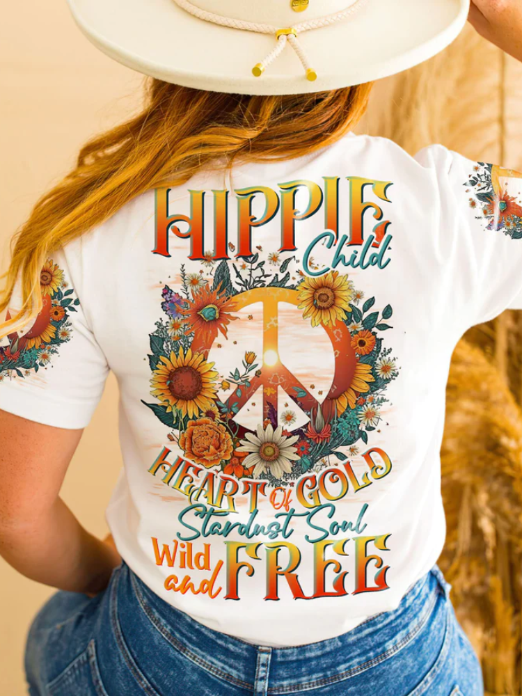 wearshes Hippie Child Heart Of Gold All Over Print T-Shirt