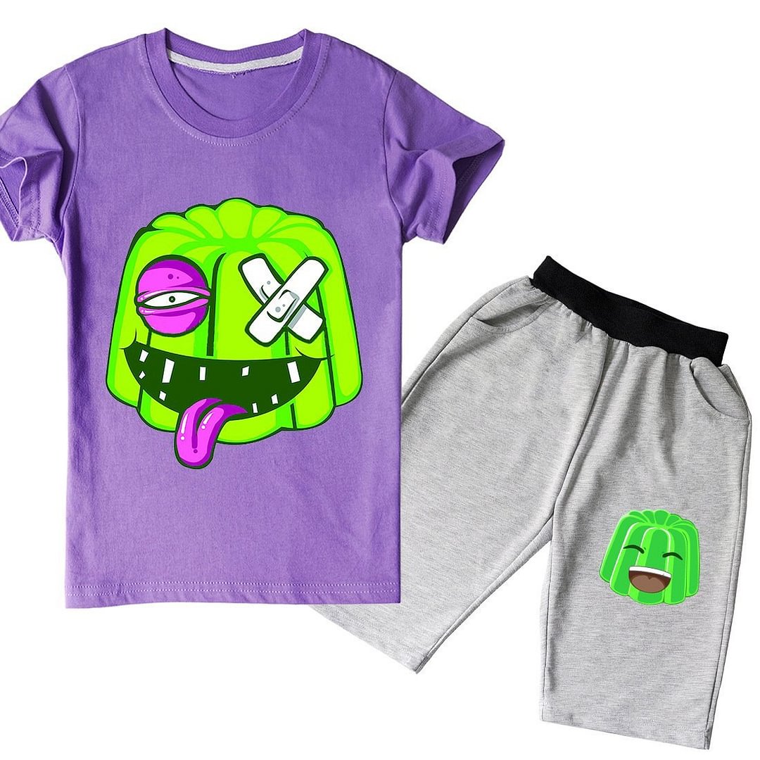 Jelly T-shirt and Pant Suit Short Sleeve Summer Top for Kids