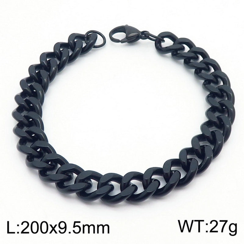 Stainless Steel Personality Fashion Trend Simple Two-Side Grinding Cuban Link Chain Bracelet Accessories
