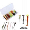 40pcs Soft Fishing Lures Kit with 10pcs Jig Head Hook Artificial Bait Soft Bait