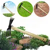 Mini Hoe and Cultivator with Wooden Handle Dual-purpose Hoe Garden Rake Tool