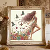 Floral Butterfly Walking Special Shaped 5D DIY Partial Drill Diamond Painting Kits 30x30cm Diamond Art Kit for Adults Home Decor