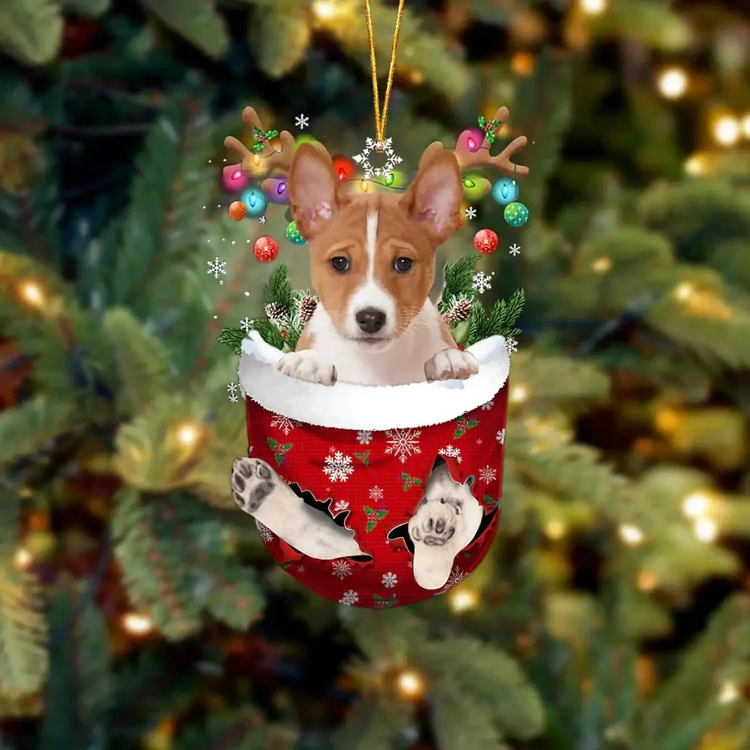 Basenji Acrylic Christmas Tree Ornament