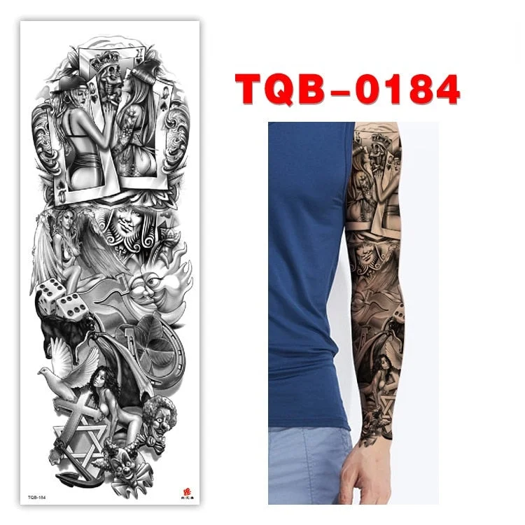 Full Arm Series Temporary Tattoo Full Arm Tattoo Sticker Lasting Waterproof Sweat Flower Arm Full Arm Tattoo Big Picture Sticker