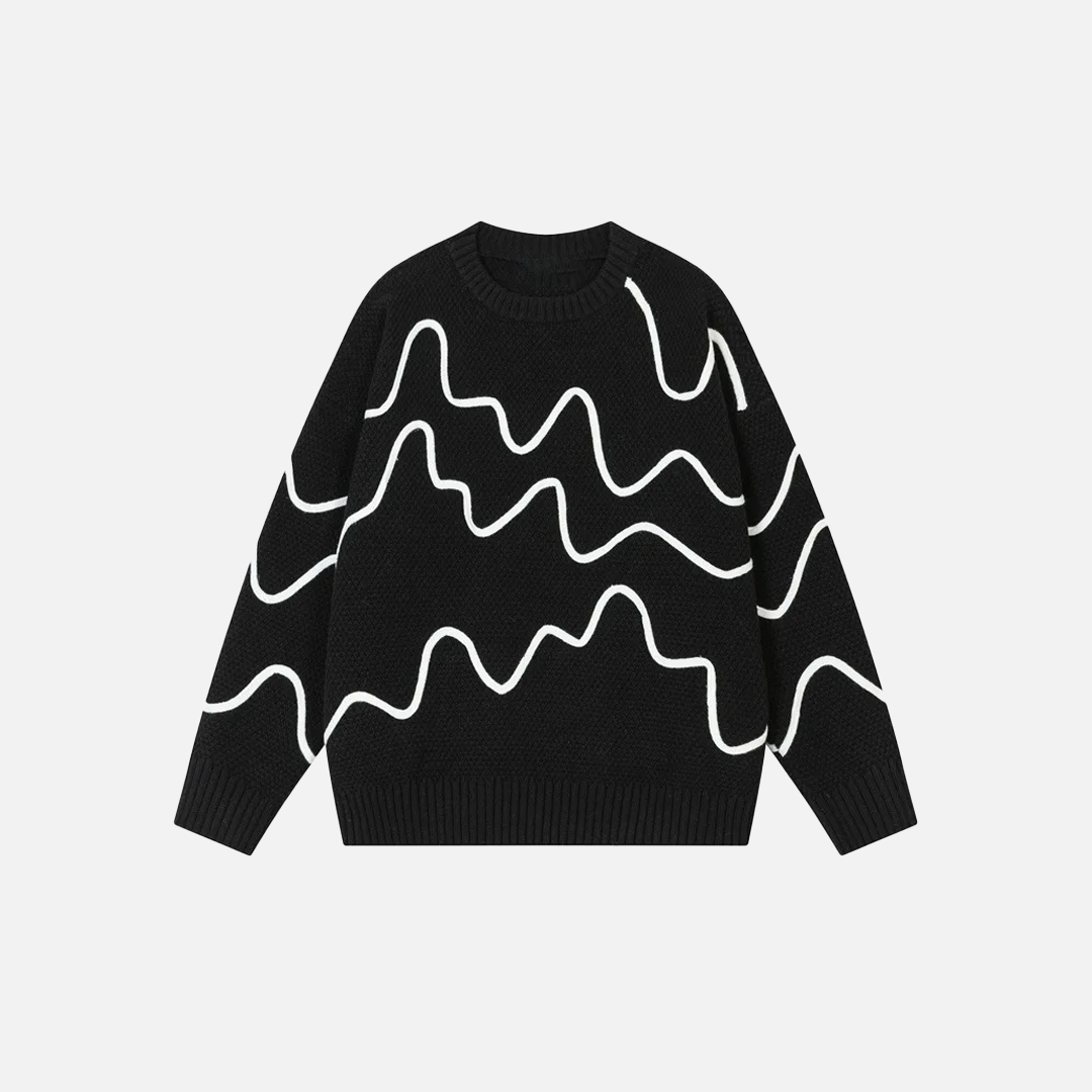 Oversized Wave Pattern Knit Jumper Sweater