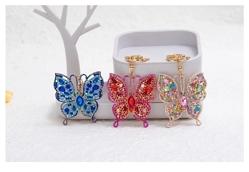 Fashion Butterfly Zinc Alloy Inlay Rhinestones Women's Keychain 1 Piece