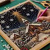 (20x20cm)Xmas Snow Town DIY Pearl Painting Art With Inner Wooden Framed Kit