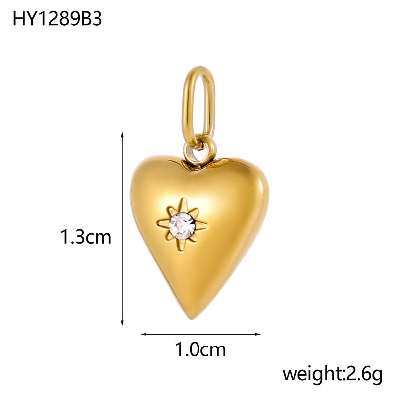 1 Piece 13*10mm 304 Stainless Steel Zircon Heart Shape Skull Polished Pendant Jewelry Accessories