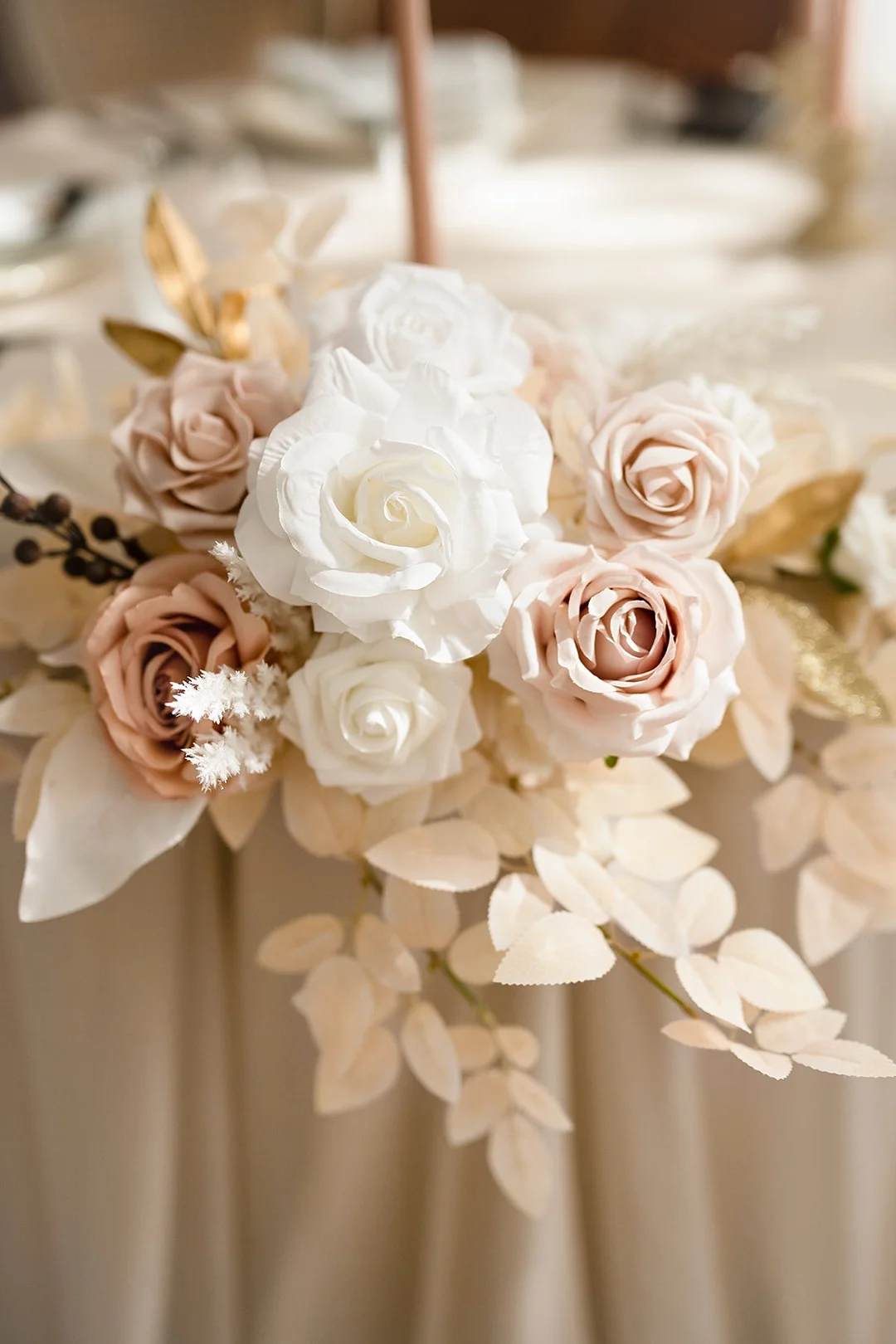 Head Table Floral Swags in White & Beige