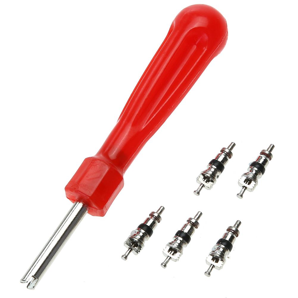 

Valve Core Removal Tool Screw Driver Tire Repair Wrench with 5 Valve Cores, 501 Original