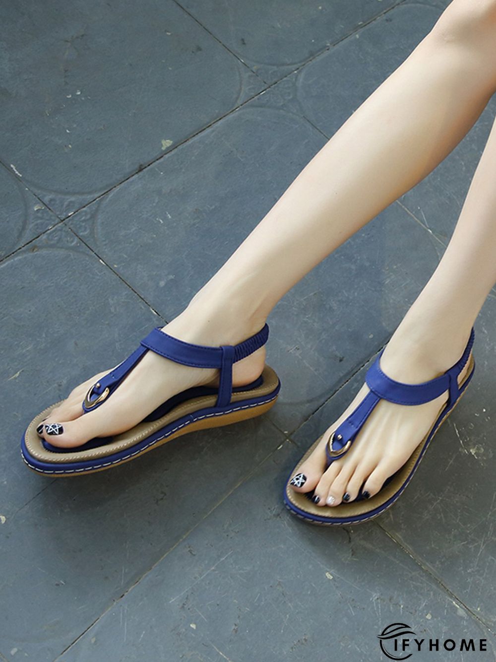 Women's Beach Metal Buckle Trim Flip-On Sandals | IFYHOME