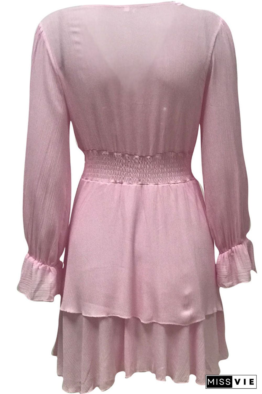 Fashion Street Solid Patchwork V Neck A Line Dresses