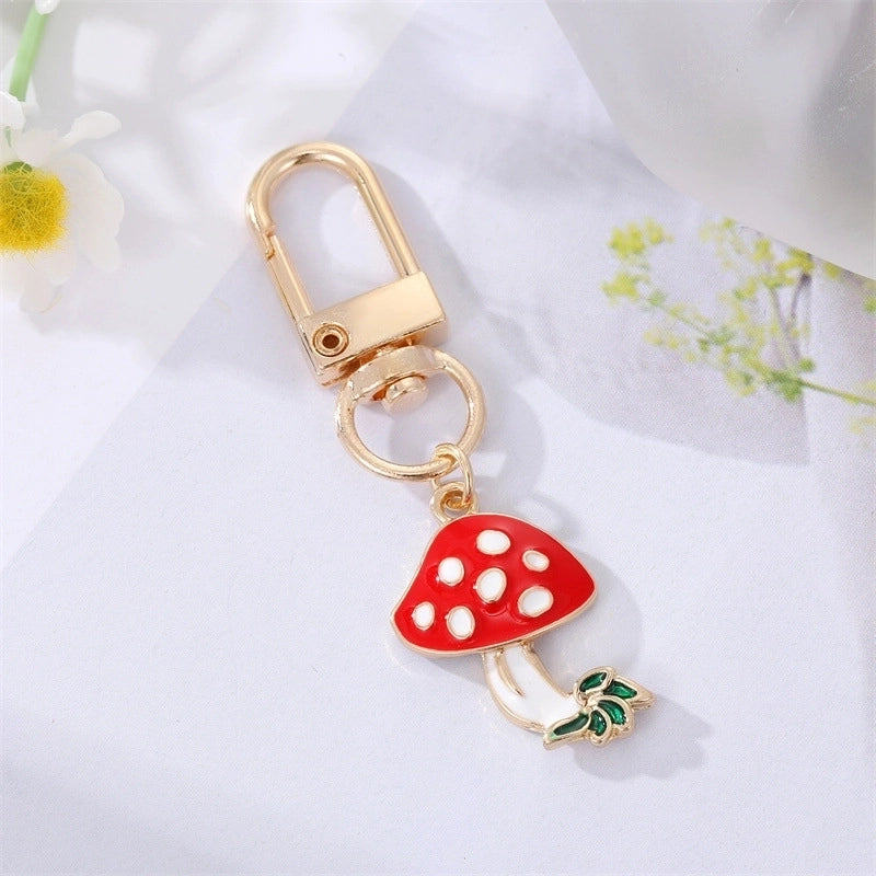 Colorful Oil Mushroom Feather Keychain Dried Flower Leaves Bag Pendant Accessories