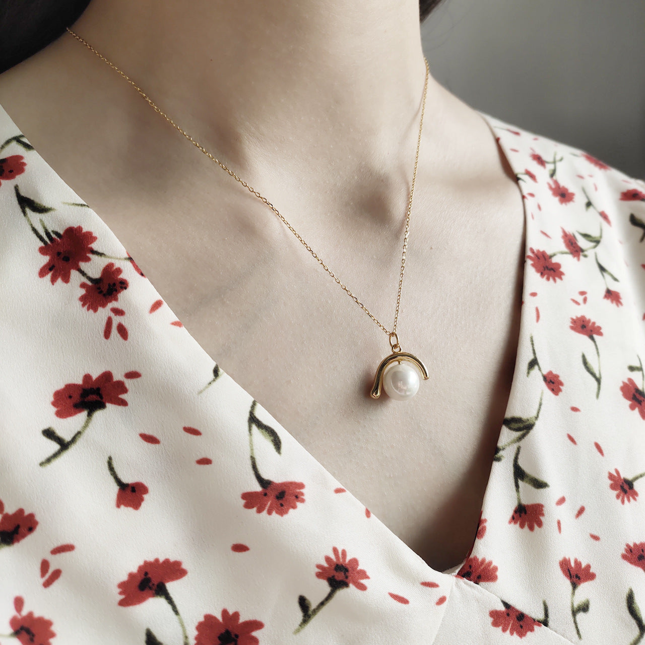 925 Sterling Silver Pearl Geometric Silver Necklaces