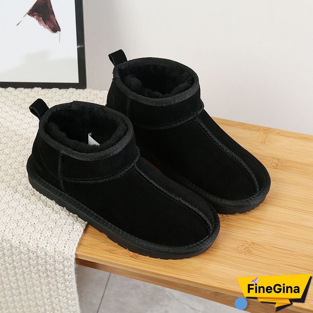 Vintage Artificial Short Plush Flats Boots Shoes