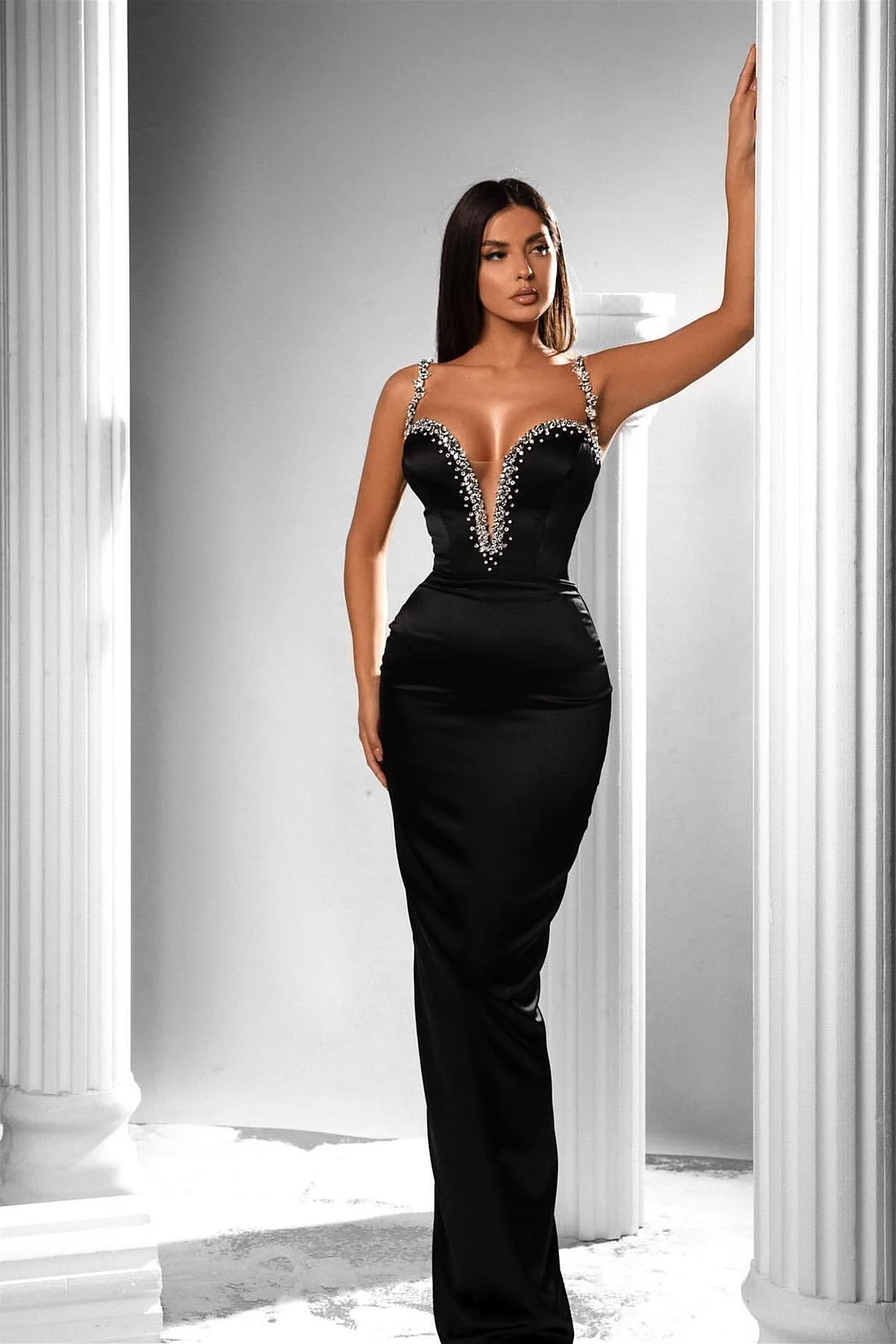 Bellasprom Black Sleeveless Mermaid Prom Dress With Beadings On Sale