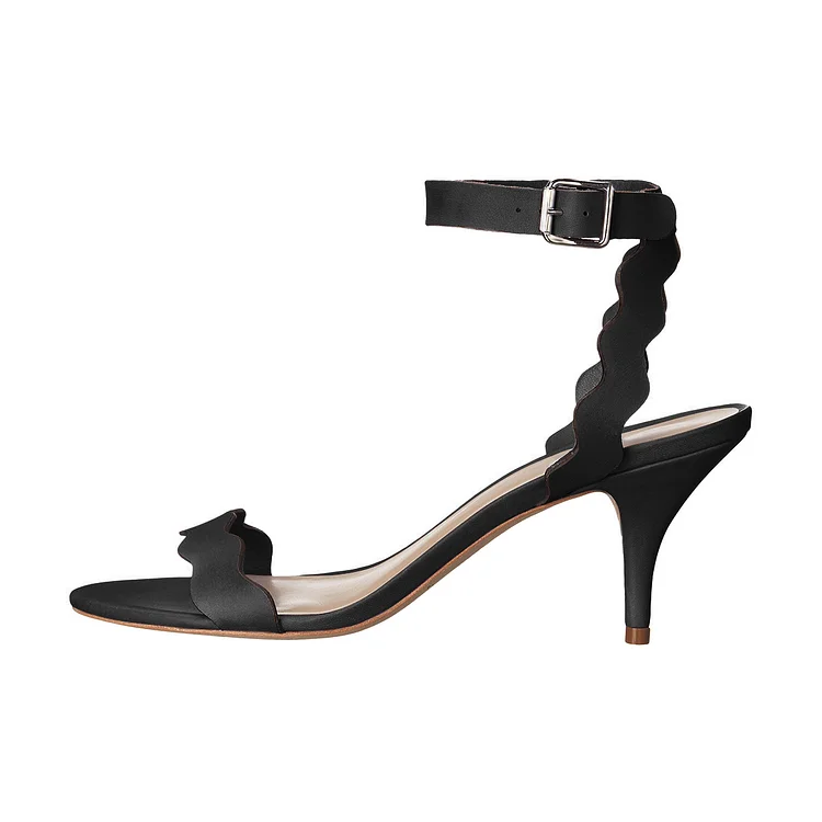 Black Stiletto Heel Ankle Strap Sandals - Ripple Design Vdcoo