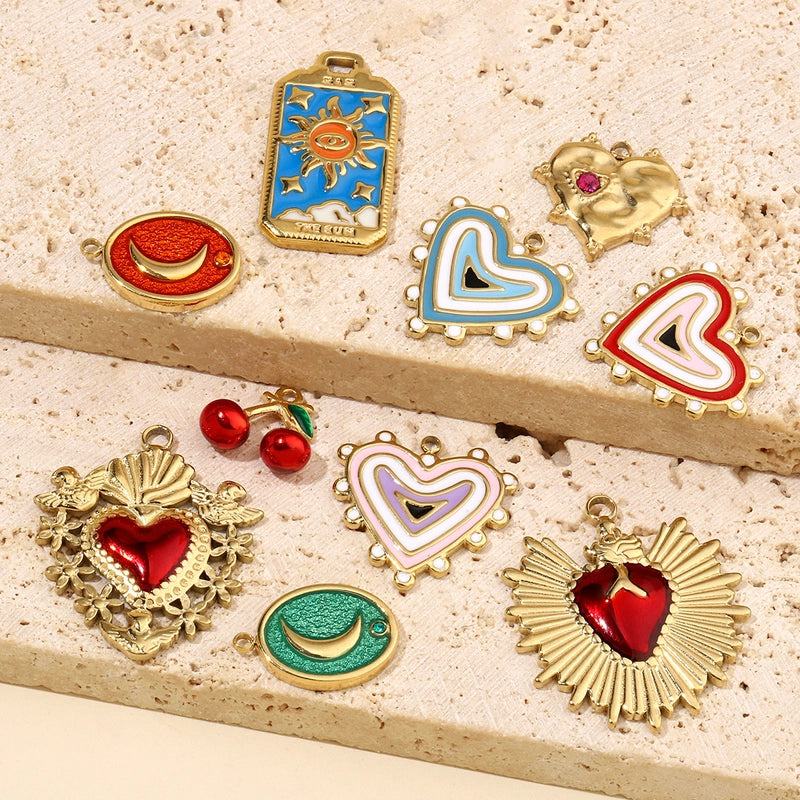 3 PCS/Package 13 * 20mm 14*27mm 28*39mm Titanium Steel Rhinestones Santa Claus Cherry Snowman Pendant Jewelry Accessories