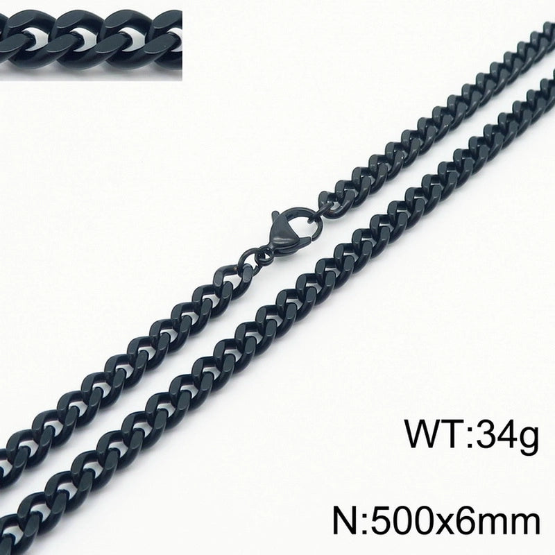 Fashion Simple Bracelet Stainless Steel Six-Sided Grinding Chain Choker Necklace