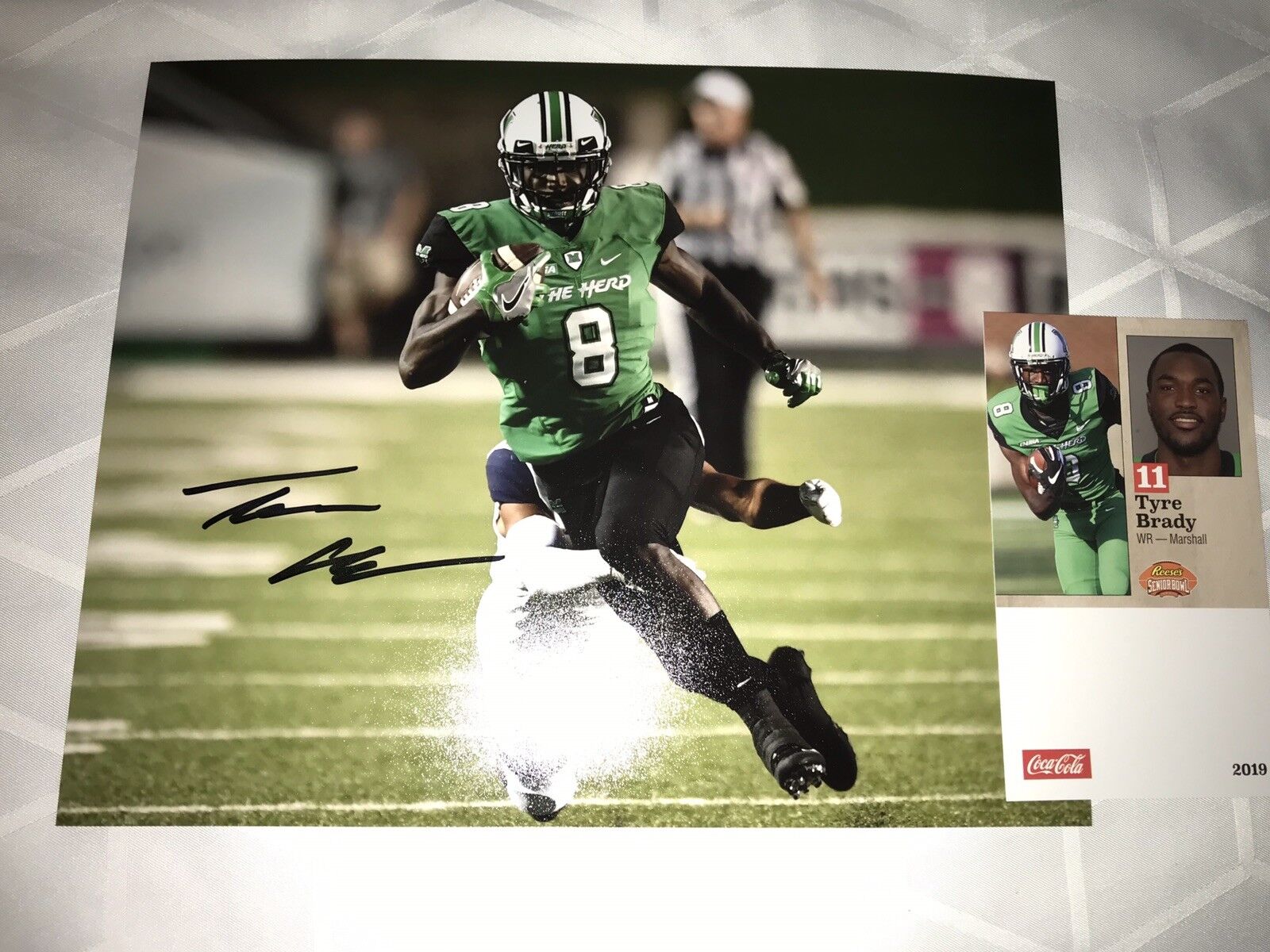 Tyre Brady Marshall Thundering Herd signed autographed 8x10 football Photo Poster painting