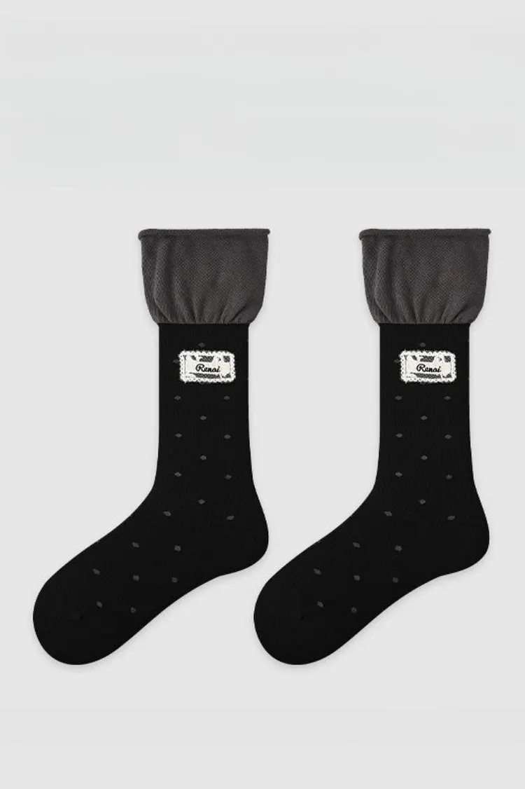 Two Tone Slouchy Letter Printed Socks