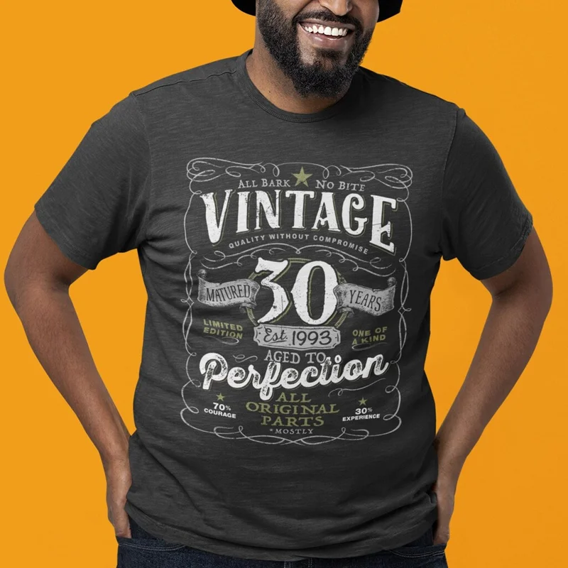 Vintage Cotton 30th Birthday Print Short Sleeve T-Shirt