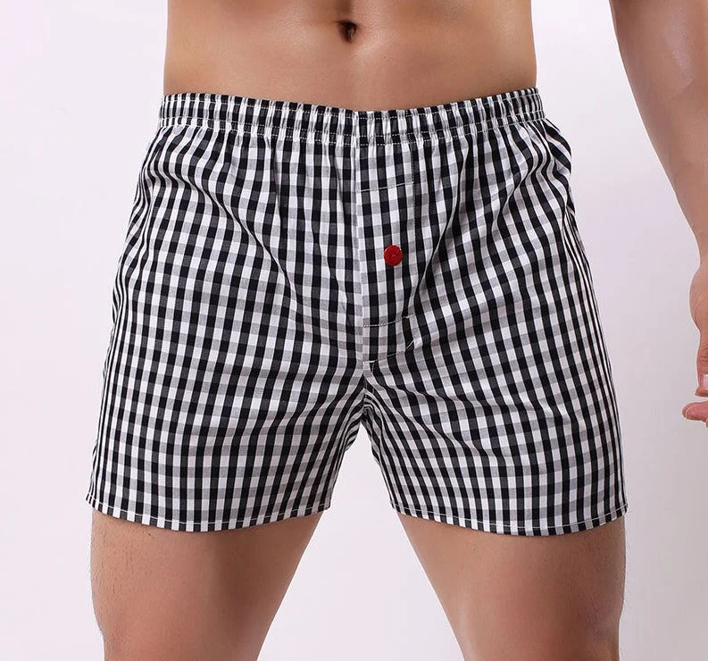 Aonga Men's Underwear Classic Plaid Boxers Shorts Cotton Soft Trunks Loose Men Underpants Homens Cueca Boxer Man Pants Wfk03