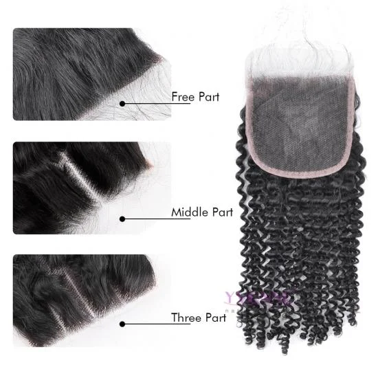 YVONNE HAIR Kinky Curly 4*4 Lace Closure 100% Virgin Human Hair Natural Color