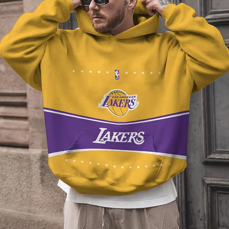 Los Angeles Lakers  Printed Hooded Pocket Pullover Hoodie