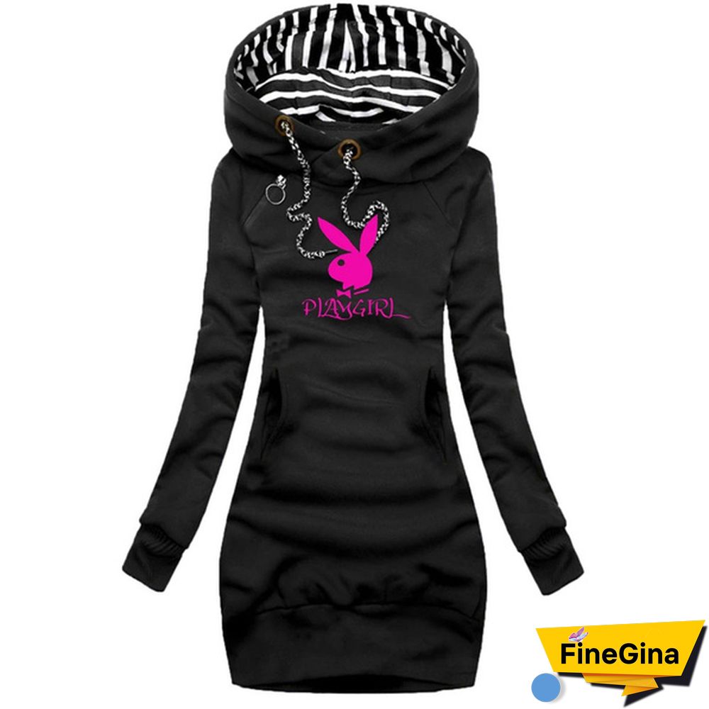 Women Fashion Hooded Sweater Dress Autumn And Winter Long Sleeve Hoodie Dress Slim Fit Pullovers Sweatshirt Dress