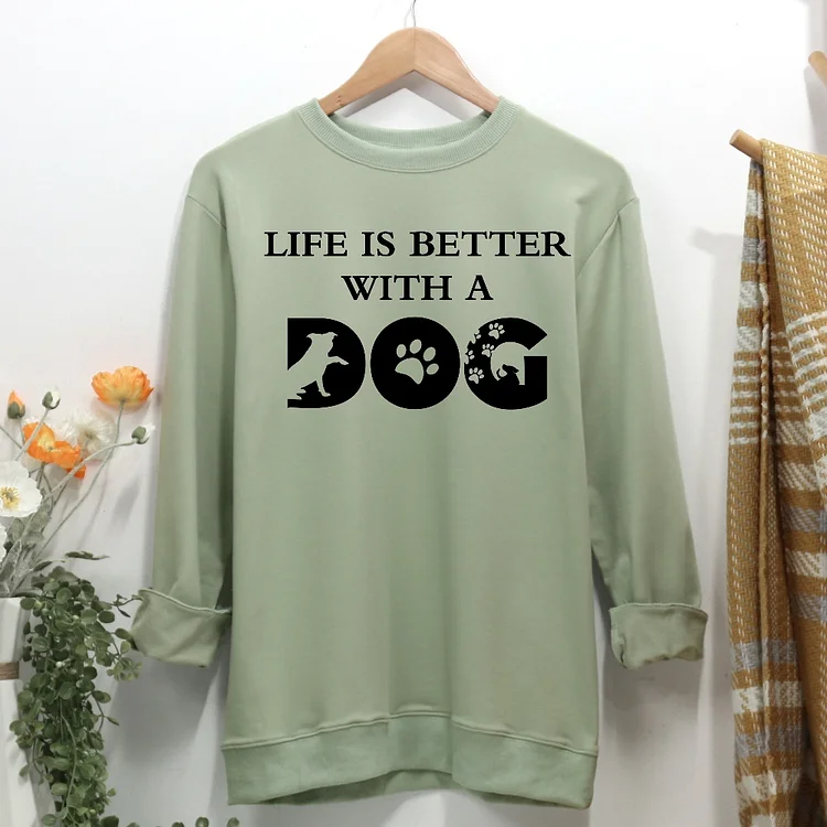 Life is better with a dog Women Casual Sweatshirt-Annaletters