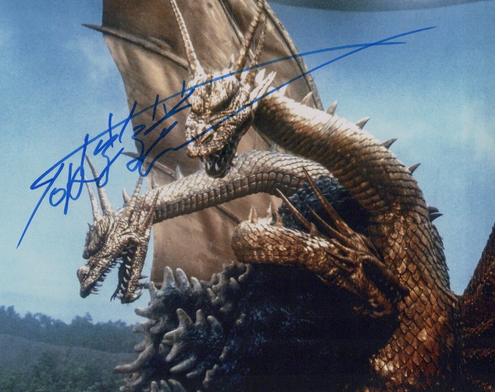 Godzilla v King Ghidorah Photo Poster painting signed by Hurricane ‘Hariken' Ryu - UACC DEALER