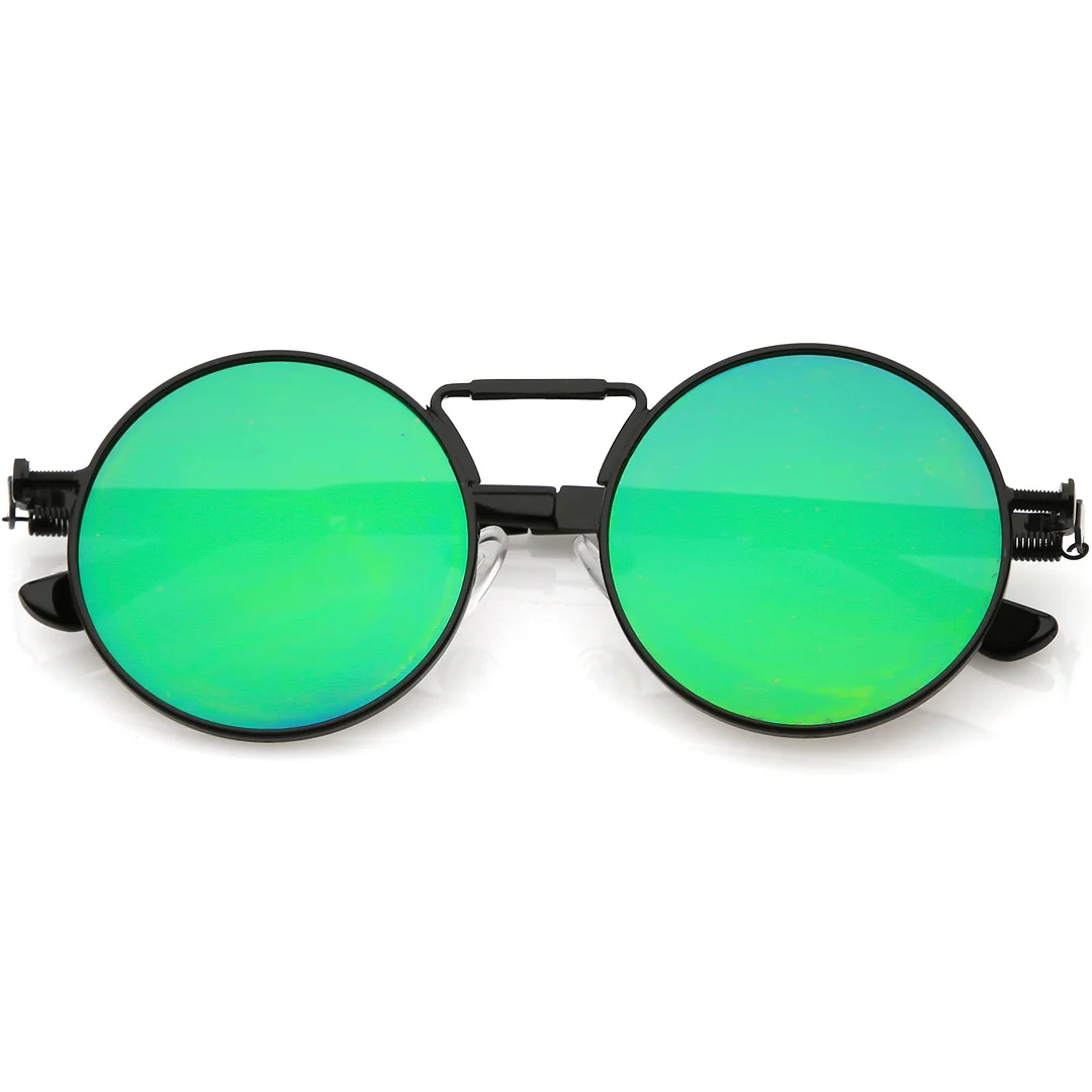 Modern Steampunk Circle glasses Unique Nose Piece Flat Lens 49mm