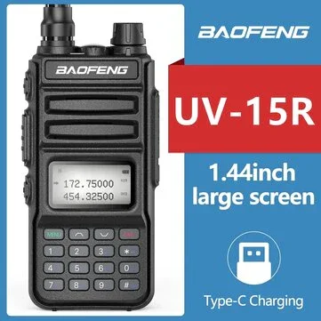 【1Pcs】Baofeng UV-15R Walkie Talkie 10W High Power 999 Channels Dual Band UHF VHF Radios Transmitter USB Charger Two Way Radio