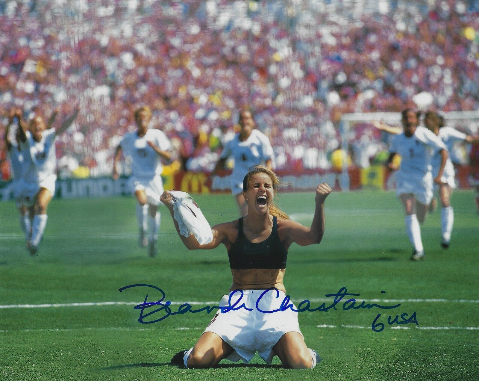 Autographed BRANDI CHASTAIN USA Women's Olympic Soccer 8X10 Photo Poster painting with COA