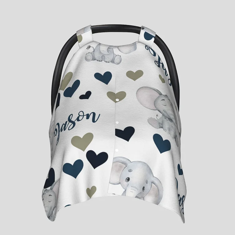 Personalized Baby Elephant Car Seat Canopy for Comfort & Unique| C43