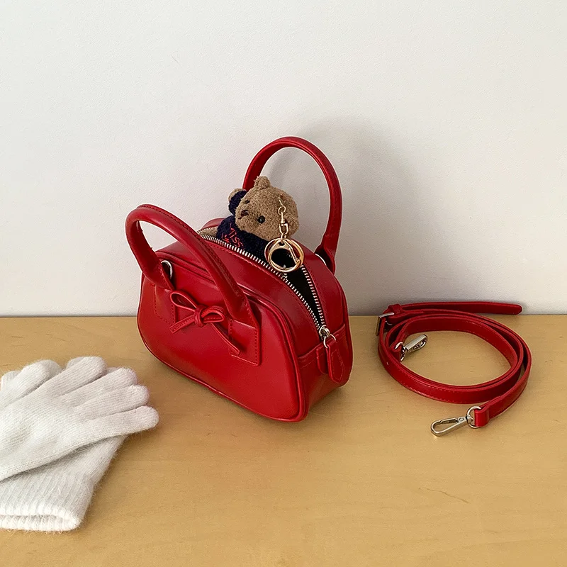 Mongw Mongw New Cross-Slung Small Bag Female Senior Sense Small Fashion Hand Bag Cute Bow Mini Handbag