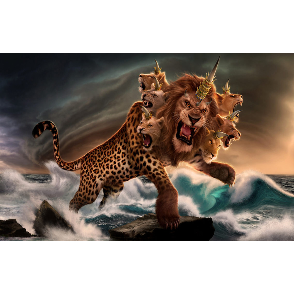 

40*30CM - Round Drill Diamond Painting - Weird Leopard, 501 Original