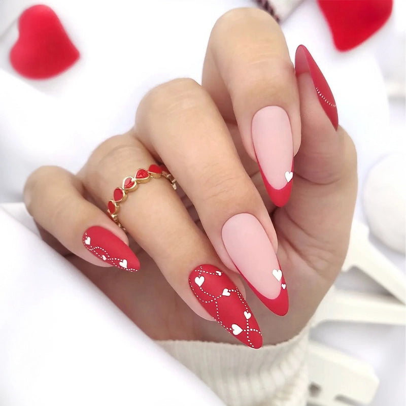 Sweet Animal Heart Shape Flower ABS Press-on Nails 1 Set