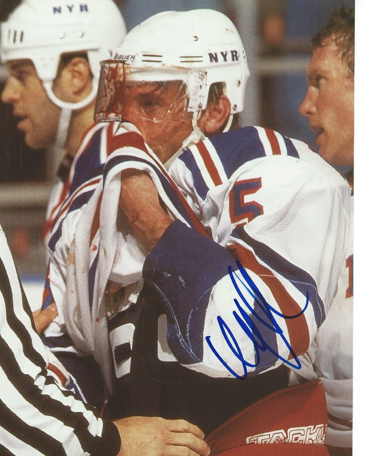 Ulf Samuelsson Signed 7.5×10.5 Photo Poster painting New York Rangers Autographed COA