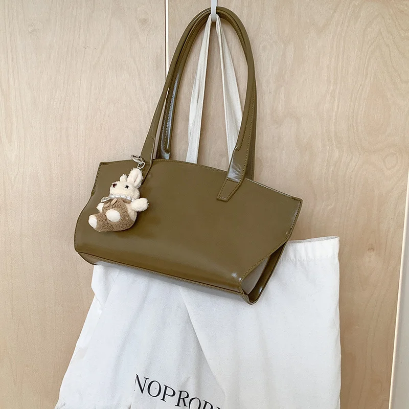 Mongw Mongw New 2025 Korean Version Niche Large Capacity Premium Sense One Shoulder Underarm Bag Retro Commuter Fashion Trend Tote Bag
