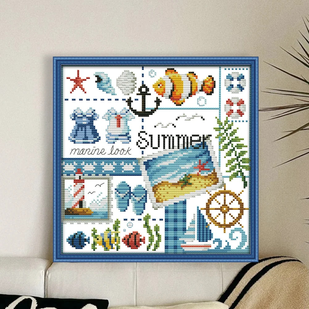 DIY Stamped Cross Stitch 16CT Partial Embroidery 24*23cm - Four Seasons Of Summer