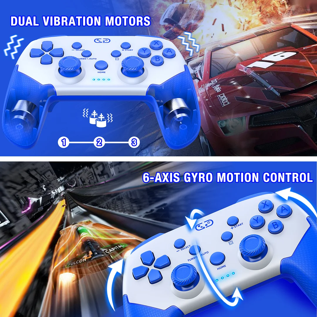 DinoFire Wireless Controller Replacement for Nintendo Switch Controller for Switch/Switch Lite/OLED(Orange)