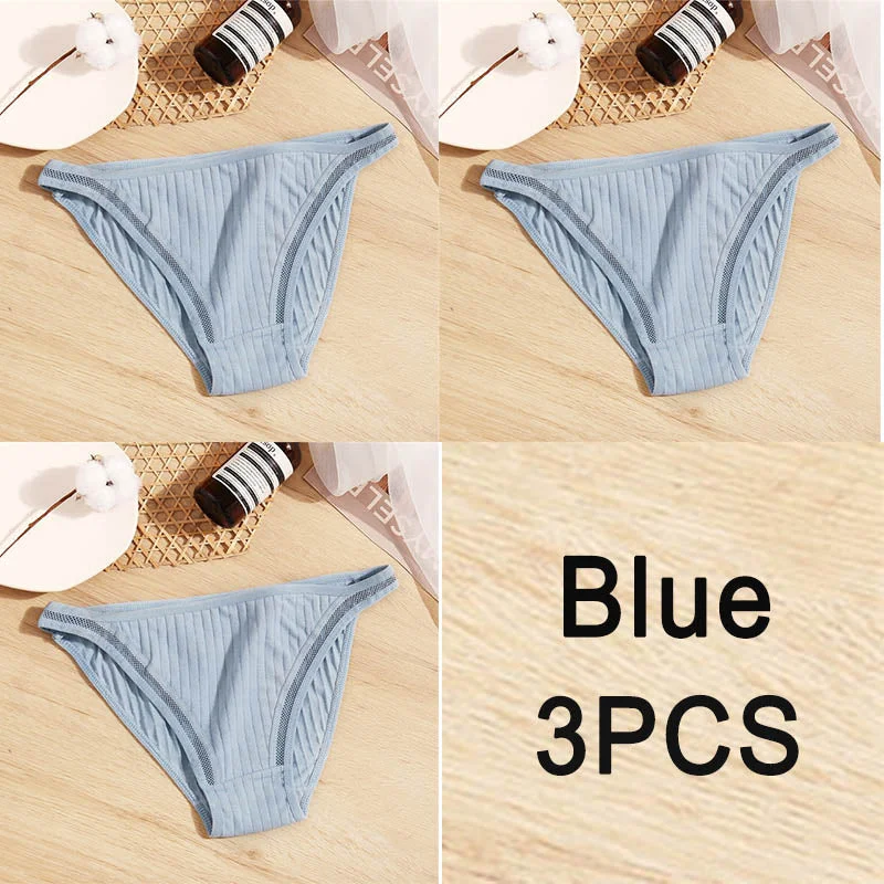 3PCS Sexy Lace Panties Women Underwear Cotton Briefs Female Underpants Solid Color Pantys Hollow Mesh Low Waist Panties Lingerie