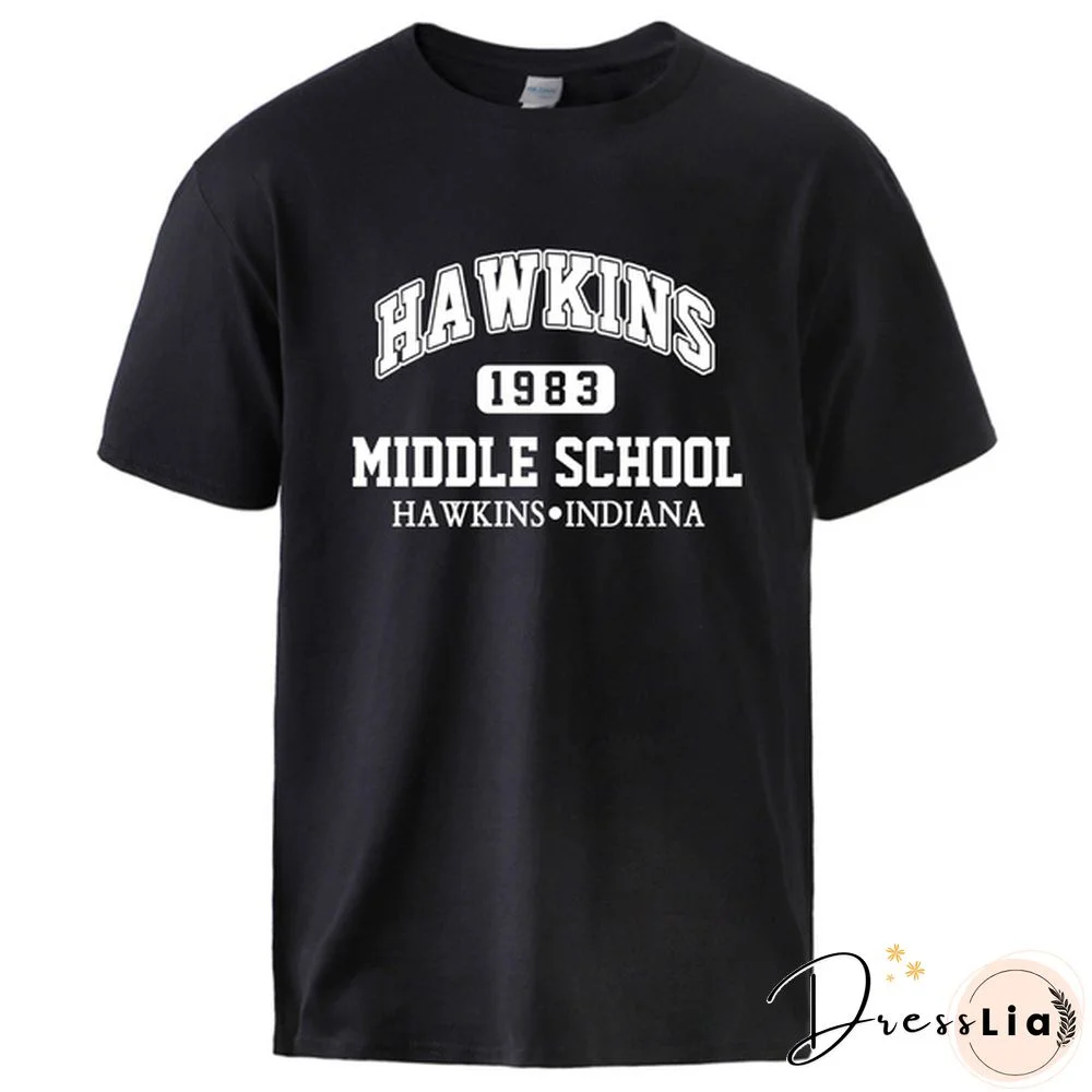 Hawkins Letter Print Tshirts Stranger Things Man Causal Cotton T Shirt Tops Summer Hot Sell Sportswear Short Sleeve T Shirt
