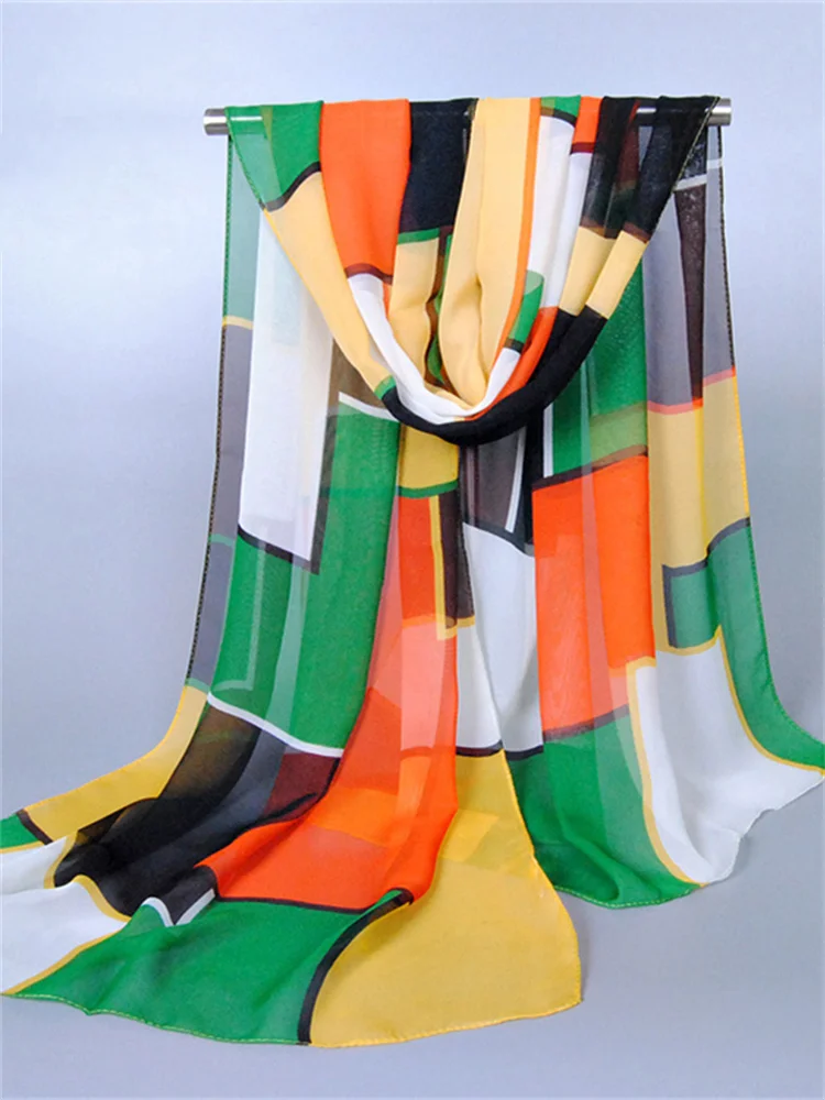 Contrast Colorblock Translucent Breathable Flowy Shawl