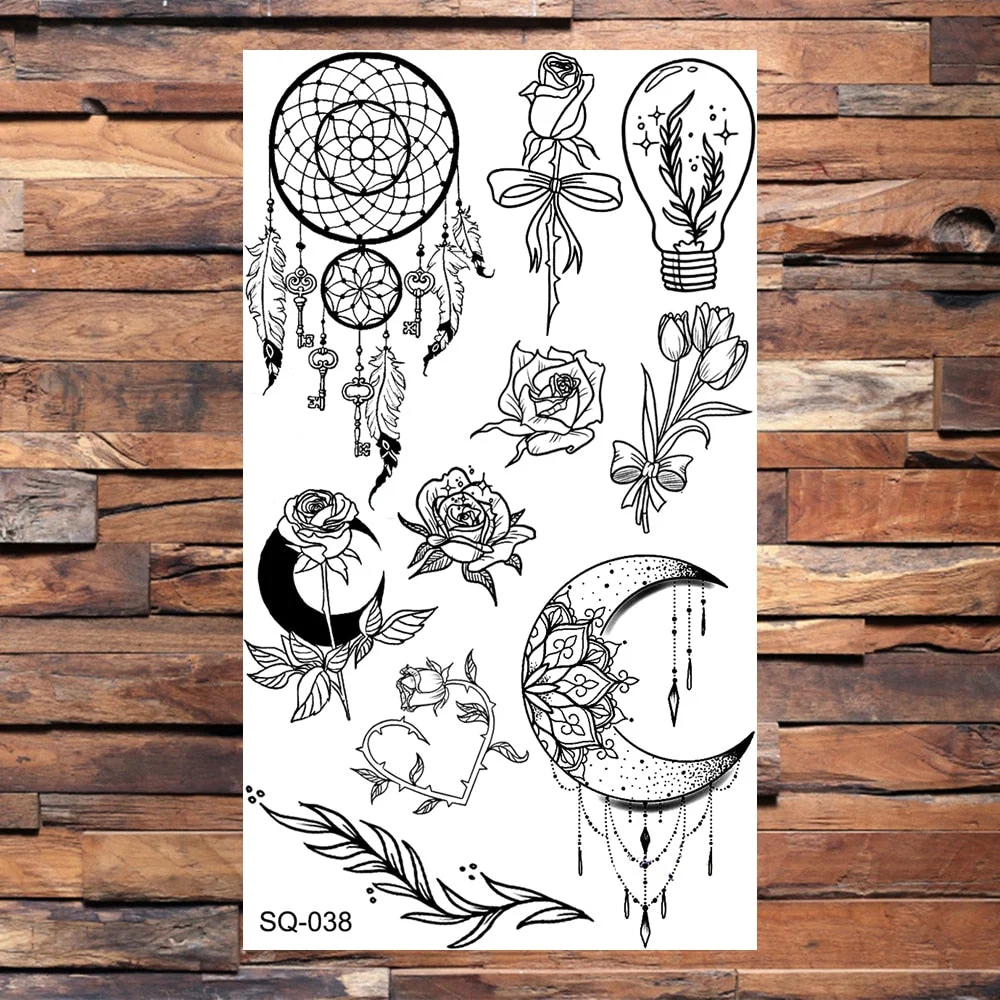 Black Butterfly Temporary Tattoos For Women Girls Realistic Eye Halloween Crown Fake Tattoo Sticker Sexy Body Arm Tatoos DIY