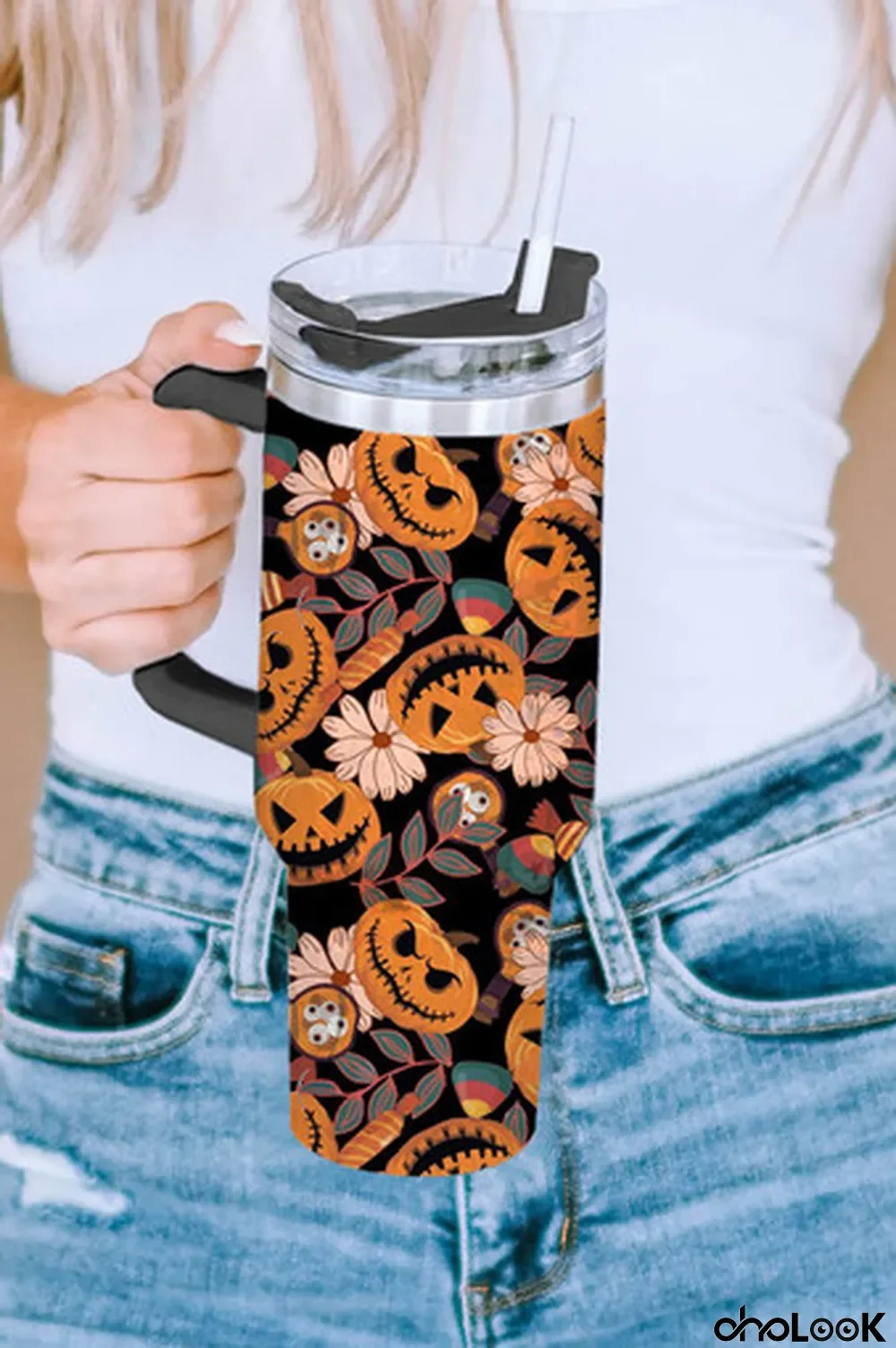 Multicolour Halloween Pumpkin Print 304 Stainless Vacuum Cup