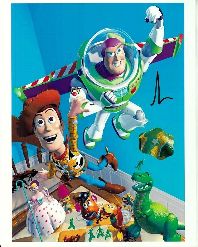 TIM ALLEN hand-signed TOY STORY 8x10 w/ lifetime coa BUZZ WOODY & THE WHOLE GANG