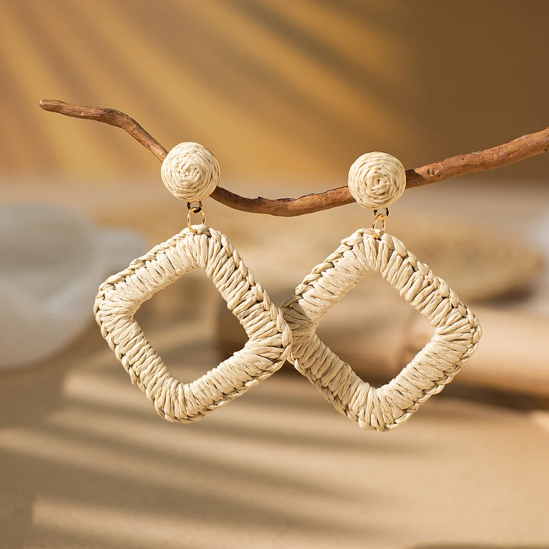 Women's Holiday Bohemian Style Raffia Hand-woven Earrings